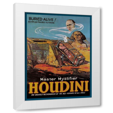 Magicians: Literary Digest: Houdini Buried Alive White Modern Wood Framed Art Print by Unknown
