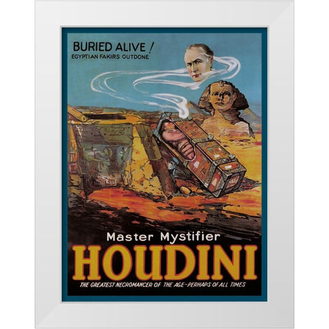 Magicians: Literary Digest: Houdini Buried Alive White Modern Wood Framed Art Print by Unknown