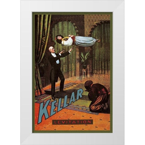 Magicians: Kellar: Levitation White Modern Wood Framed Art Print by Unknown