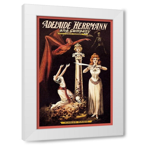 Magicians: Adelaide Herrmann and Company: Hindoo Magic White Modern Wood Framed Art Print by Alexander, C.