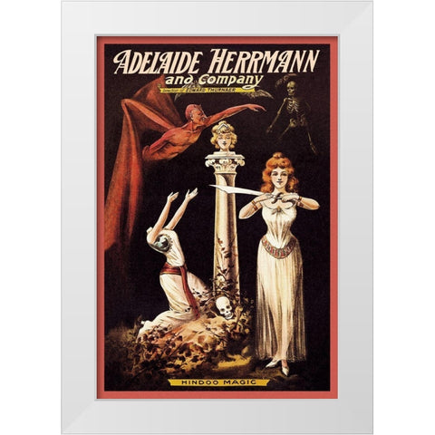 Magicians: Adelaide Herrmann and Company: Hindoo Magic White Modern Wood Framed Art Print by Alexander, C.