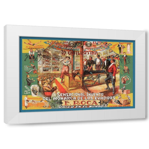 Magicians: Guillotina: F. Roca White Modern Wood Framed Art Print by Unknown