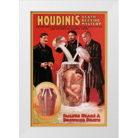 Magicians: Houdinis Death-Defying Mystery White Modern Wood Framed Art Print by Unknown