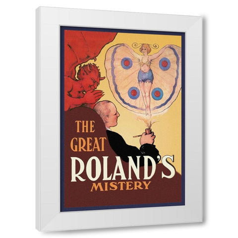 Magicians: Great Rolands Mystery White Modern Wood Framed Art Print by Strobridge