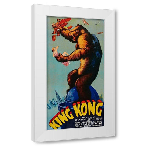 Vintage Film Posters: King Kong White Modern Wood Framed Art Print by Unknown