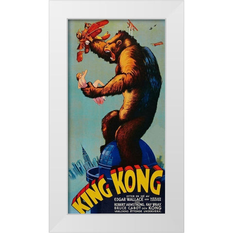 Vintage Film Posters: King Kong White Modern Wood Framed Art Print by Unknown