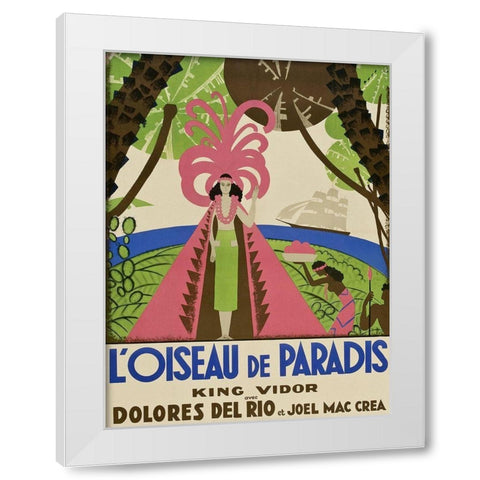 Vintage Film Posters: Bird of Paradise Loiseau de Paradis White Modern Wood Framed Art Print by Unknown