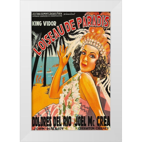 Vintage Film Posters: Bird of Paradise Loiseau de Paradis White Modern Wood Framed Art Print by Unknown