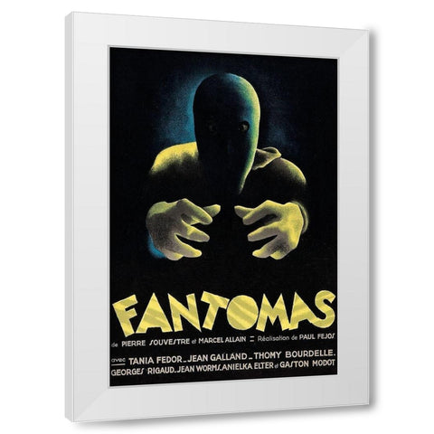 Vintage Film Posters: Phantoms Fantomas White Modern Wood Framed Art Print by Unknown