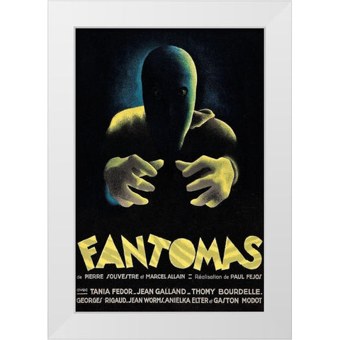 Vintage Film Posters: Phantoms Fantomas White Modern Wood Framed Art Print by Unknown