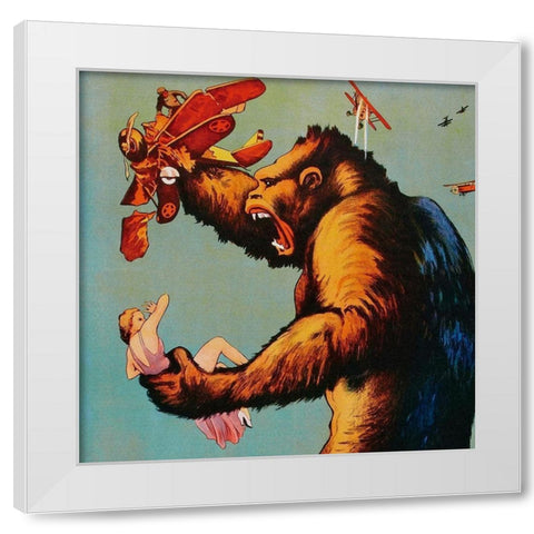 Vintage Film Posters: King Kong - Detail White Modern Wood Framed Art Print by Unknown