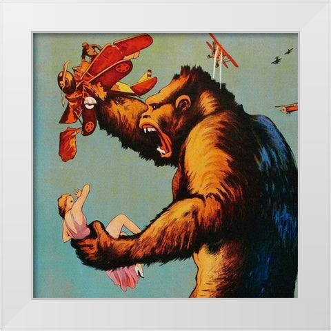 Vintage Film Posters: King Kong - Detail White Modern Wood Framed Art Print by Unknown