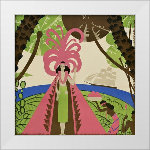 Vintage Film Posters: Bird of Paradise Loiseau de Paradis - Detail White Modern Wood Framed Art Print by Unknown