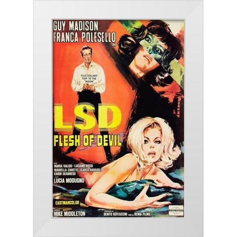 Vintage Vices: LSD: Flesh of the Devil White Modern Wood Framed Art Print by Vintage Vices