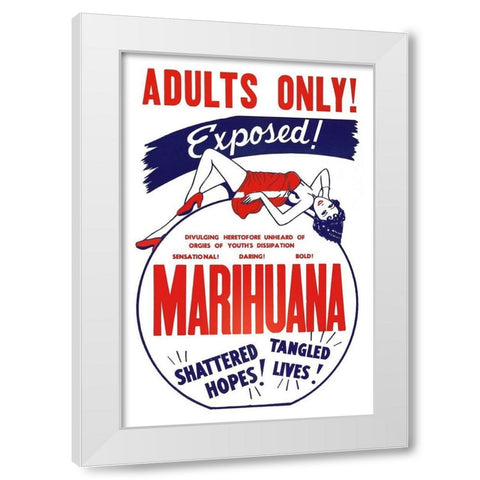 Vintage Vices: Adults Only! Marihuana White Modern Wood Framed Art Print by Vintage Vices