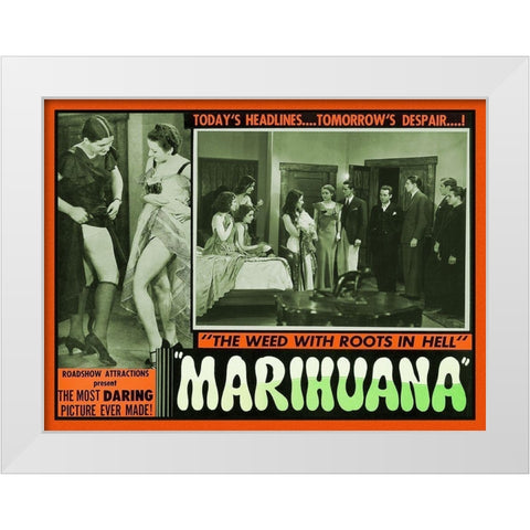 Vintage Vices: Marihuana: The Weed With Roots in Hell White Modern Wood Framed Art Print by Vintage Vices