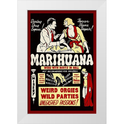 Vintage Vices: Marihuana: Weed with Roots in Hell White Modern Wood Framed Art Print by Vintage Vices
