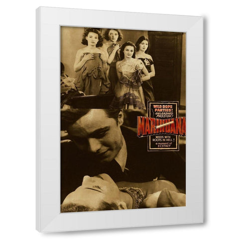 Vintage Vices: Wild Dope Parties! Marihuana. White Modern Wood Framed Art Print by Vintage Vices