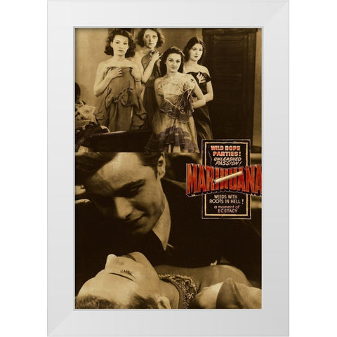 Vintage Vices: Wild Dope Parties! Marihuana. White Modern Wood Framed Art Print by Vintage Vices