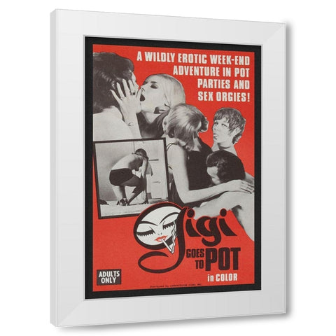 Vintage Vices: Gigi Goes to Pot White Modern Wood Framed Art Print by Vintage Vices