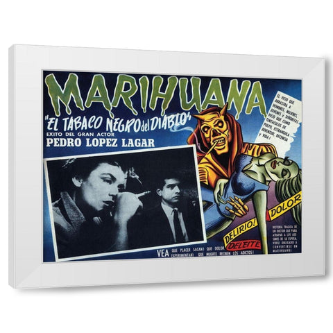 Vintage Vices: El Tobaco Negro del Diablo White Modern Wood Framed Art Print by Vintage Vices