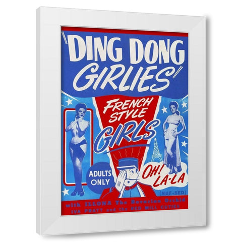 Vintage Vices: Ding Dong Girlies White Modern Wood Framed Art Print by Vintage Vices