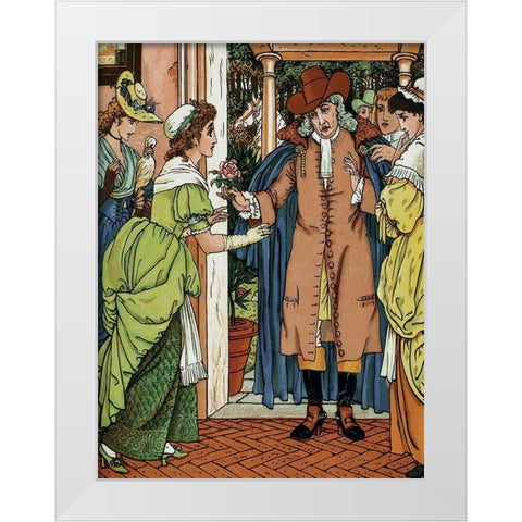 Beauty and the Beast - Greetings White Modern Wood Framed Art Print by Crane, Walter