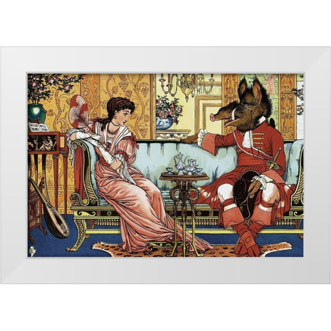 Beauty and the Beast  - The Courtship White Modern Wood Framed Art Print by Crane, Walter