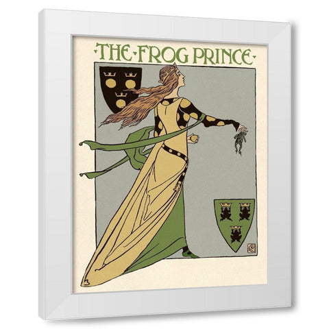 Frog Prince Title Page White Modern Wood Framed Art Print by Crane, Walter