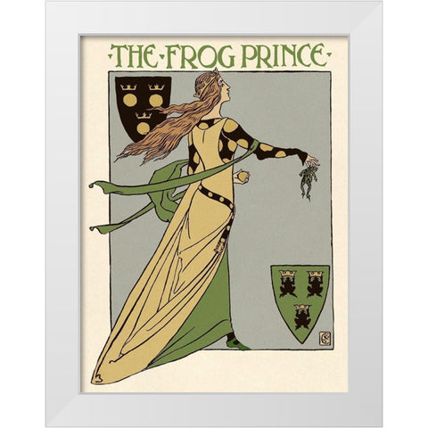 Frog Prince Title Page White Modern Wood Framed Art Print by Crane, Walter