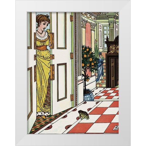 Frog Prince - Greeting the Frog White Modern Wood Framed Art Print by Crane, Walter
