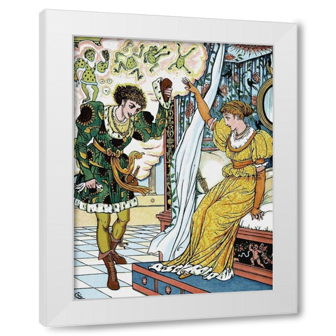 Frog Prince - The Transformation White Modern Wood Framed Art Print by Crane, Walter
