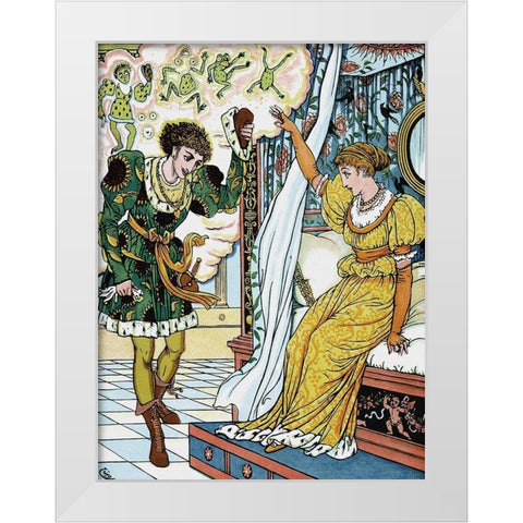 Frog Prince - The Transformation White Modern Wood Framed Art Print by Crane, Walter