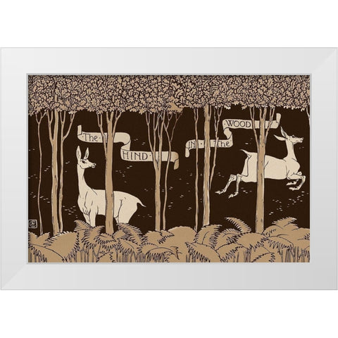 Hind in the Wood Title Page White Modern Wood Framed Art Print by Crane, Walter
