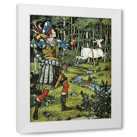 Hind in the Wood - The Archer White Modern Wood Framed Art Print by Crane, Walter