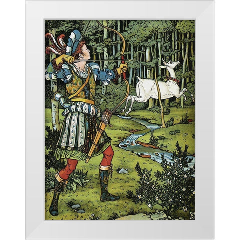 Hind in the Wood - The Archer White Modern Wood Framed Art Print by Crane, Walter
