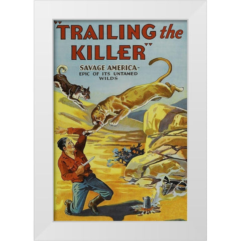 Vintage Westerns: Trailing the Killer White Modern Wood Framed Art Print by Unknown