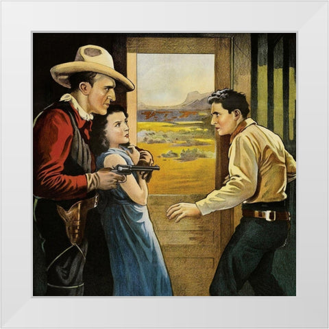 Vintage Westerns: South of Santa Fe - Detail White Modern Wood Framed Art Print by Unknown