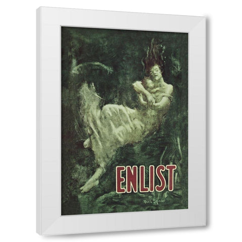 WWI: Enlist (Sinking Lusitania Victim) White Modern Wood Framed Art Print by Spear, Fred