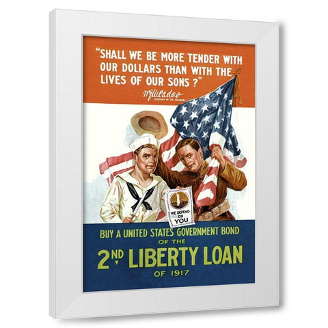 WWI: 2nd Liberty Loan White Modern Wood Framed Art Print by Unknown
