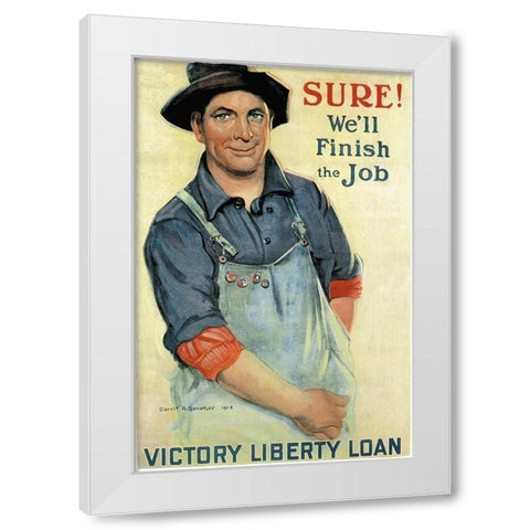 WWI: Sure! Well Finish White Modern Wood Framed Art Print by Unknown
