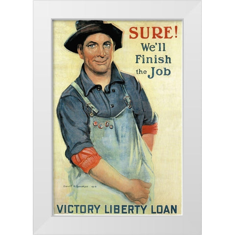 WWI: Sure! Well Finish White Modern Wood Framed Art Print by Unknown