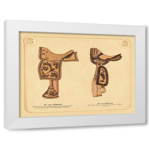 Saddles and Tack: Morgan Saddles #2 White Modern Wood Framed Art Print by Unknown