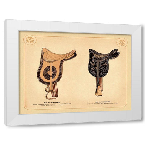 Saddles and Tack: Kilgore Saddles #2 White Modern Wood Framed Art Print by Unknown