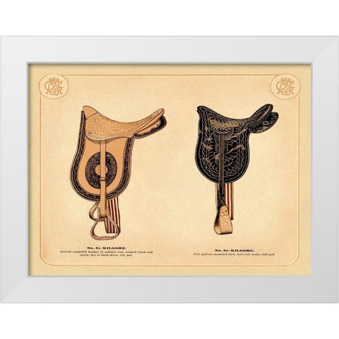 Saddles and Tack: Kilgore Saddles #2 White Modern Wood Framed Art Print by Unknown