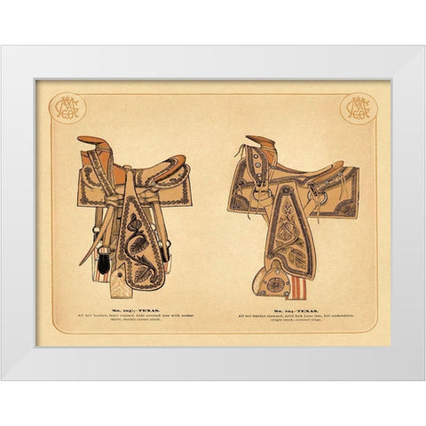 Saddles and Tack: Texas Saddles White Modern Wood Framed Art Print by Unknown