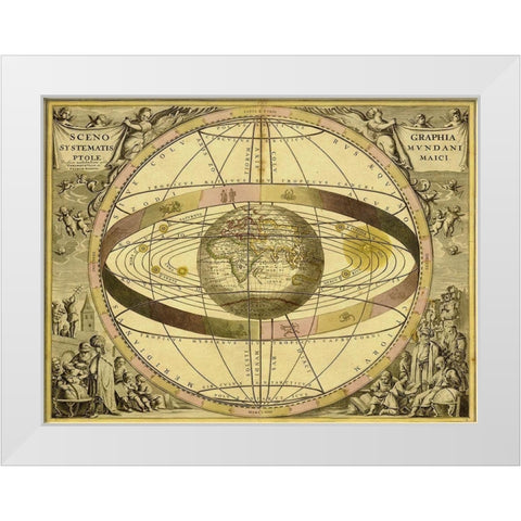 Maps of the Heavens: Sceno Systematis Ptolemaici White Modern Wood Framed Art Print by Cellarius, Andreas