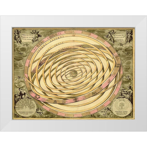 Maps of the Heavens: Orbium Planenarum White Modern Wood Framed Art Print by Cellarius, Andreas
