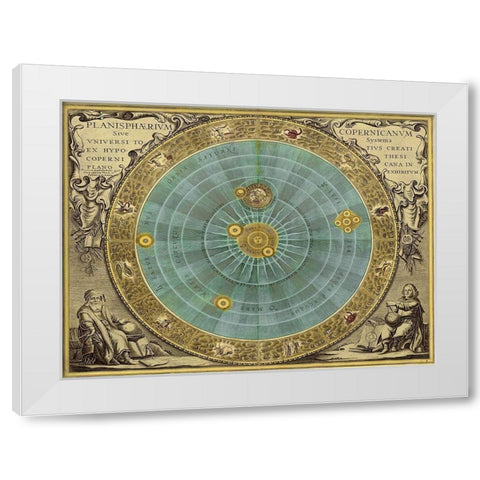 Maps of the Heavens: Planisphaerium Copernicanum White Modern Wood Framed Art Print by Cellarius, Andreas