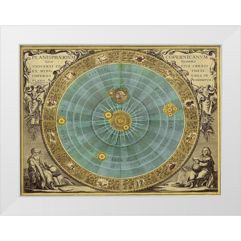 Maps of the Heavens: Planisphaerium Copernicanum White Modern Wood Framed Art Print by Cellarius, Andreas